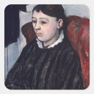 Madame Cezanne, c.1883-85 (oil on canvas) Square Sticker
