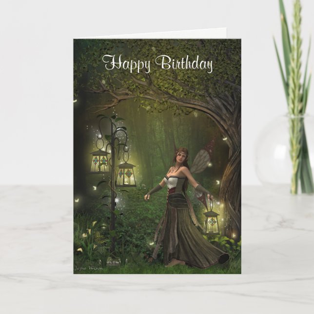 Madame de la carte d'anniversaire de lanternes (Devant)