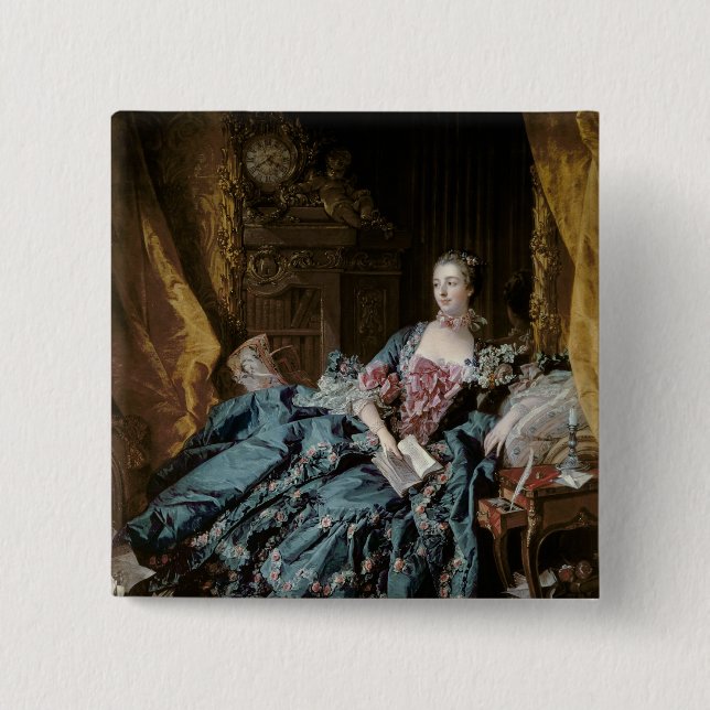 Madame de Pompadour, 1756 2 Inch Square Button (Front)