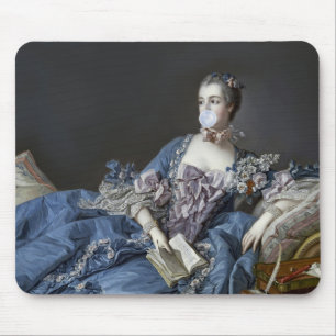 Madame de Pompadour blowing a blue bubble gum Mouse Pad