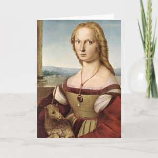 Madame de Raphael avec une carte de voeux de