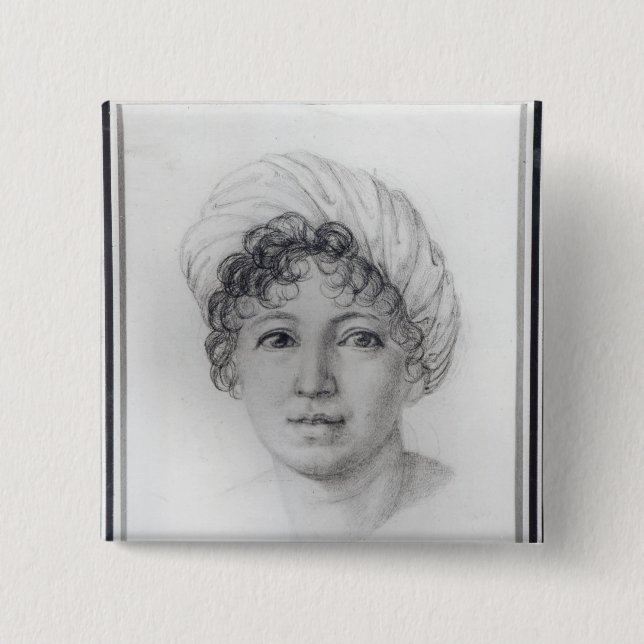 Madame de Stael 2 Inch Square Button (Front)