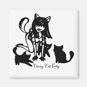 Madame folle Magnet de chat