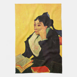 Madame Ginoux with Books by Vincent van Gogh Kitchen Towel