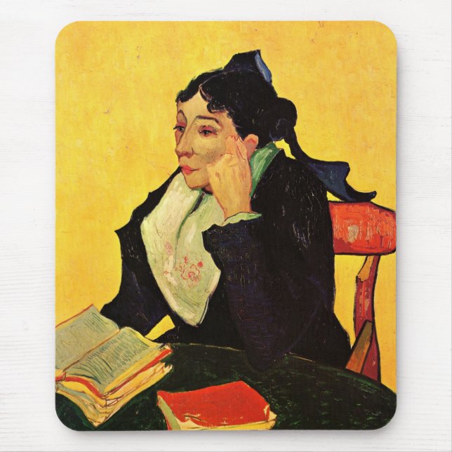 Madame Ginoux with Books by Vincent van Gogh Mouse Pad (Front)