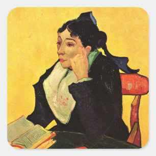Madame Ginoux with Books by Vincent van Gogh Square Sticker