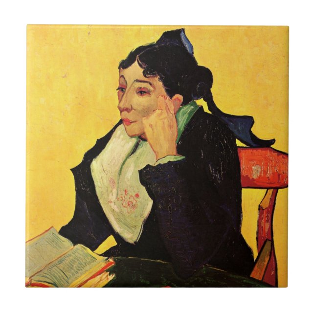 Madame Ginoux with Books by Vincent van Gogh Tile (Front)
