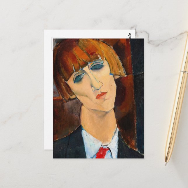 Madame Kisling, 1917 by Amedeo Modigliani Postcard (Front/Back In Situ)