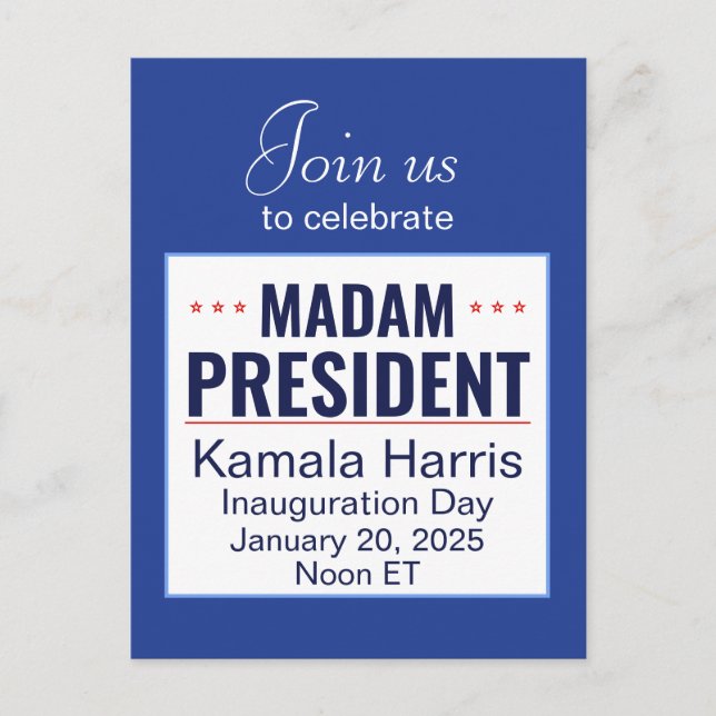 Madame la Présidente Kamala Harris Invitation de l (Devant)