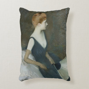 Madame Marthe Letellier Sitting on a Sofa Decorative Pillow