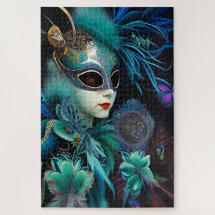 Madame Masquerade Teal  Jigsaw Puzzle
