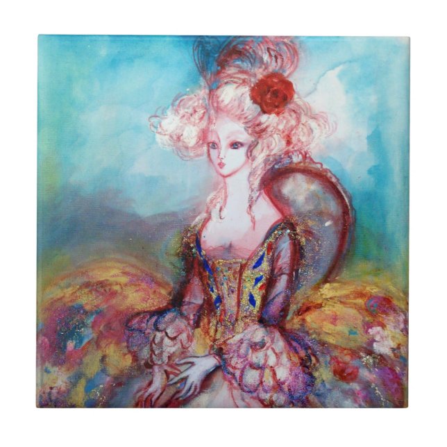 MADAME POMPADOUR or bleu rose céramique Carreaux (Devant)