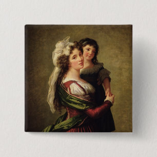 Madame Rousseau and her Daughter, 1789 2 Inch Square Button