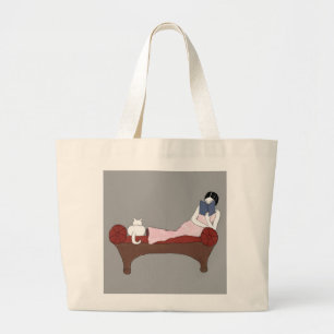 Madame, un chat et sac fourre-tout très bon à