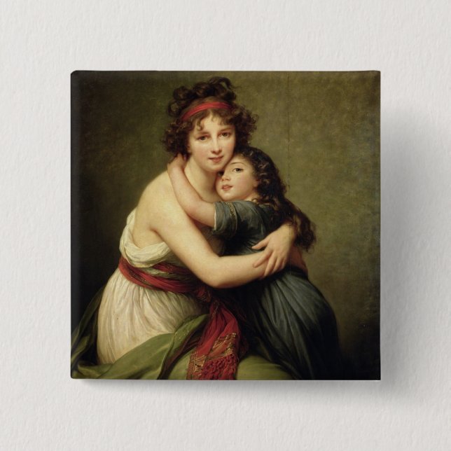 Madame Vigee-Lebrun and her Daughter 2 Inch Square Button (Front)