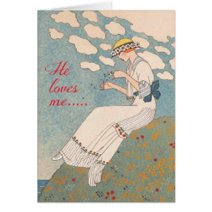 Madame vintage avec la fleur par George Barbier