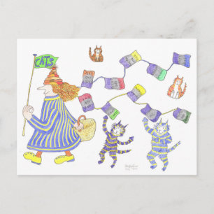 MadCatWoman Scarves in the Wash Postcard