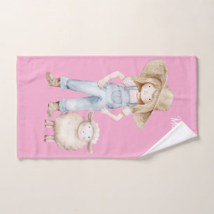 Mädchen mit Lamm Hand Towel