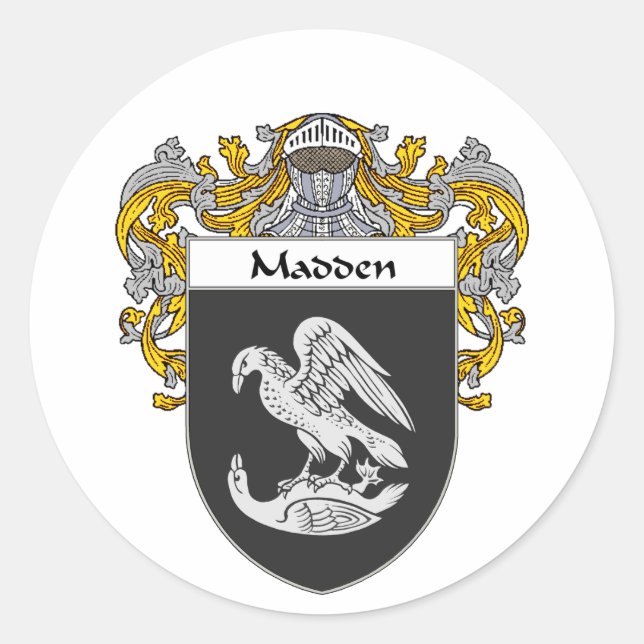Madden Coat of Arms (Mantled) Classic Round Sticker (Front)
