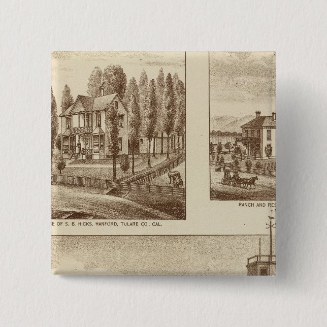 Madden residence, Water Works 2 Inch Square Button (Front)