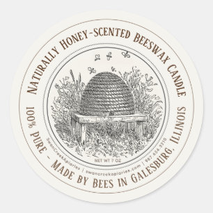 Made by Bees State Name Beeswax Candle Skep Bees S Classic Round Sticker