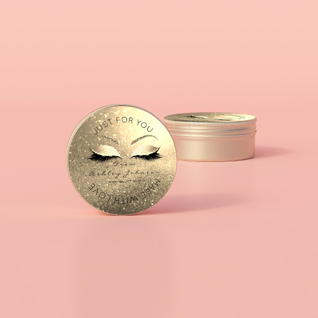 Made By Glitter Lashes Beauty Ombre Gold Makeup Classic Round Sticker (Creator Uploaded)