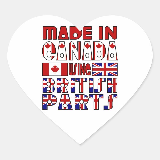 Made Canada British Parts Heart Sticker (Front)