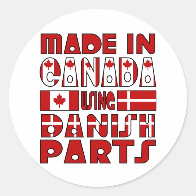 Made Canada Danish Parts Classic Round Sticker (Front)
