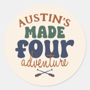 Made For Adventure 4th Birthday Favour Bags Classic Round Sticker