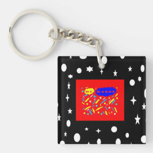 MADE FOR KAREN RED AND BLACK WHITE NAMED KEYCHAIN