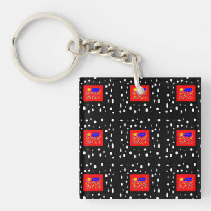 MADE FOR KAREN RED AND BLACK WHITE NAMED KEYCHAIN