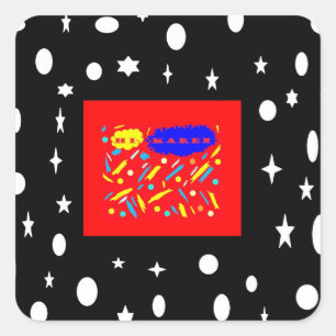 MADE FOR KAREN RED AND BLACK WHITE NAMED SQUARE STICKER