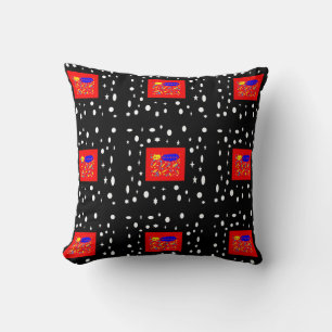 MADE FOR KAREN RED AND BLACK WHITE NAMED THROW PILLOW