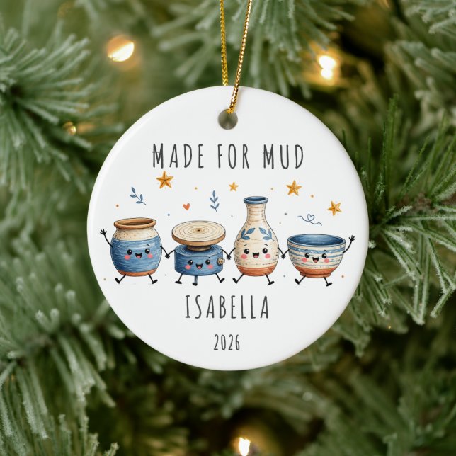 Made for Mud Personalized Pottery  Ceramic Ornament (Tree)