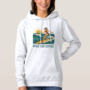 Made For Waves   Retro California Surf Girl Pin-Up Hoodie