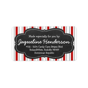 Made for you by Personalized Red stripes Label