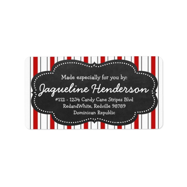 Made for you by  Personalized Red stripes Label (Front)