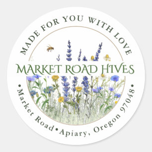 Made for you with Love Wildflower Apiary Honey Bee Classic Round Sticker