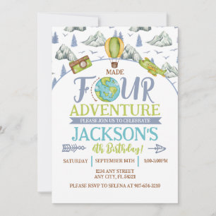 Made Four Adventure 4th Birthday Invitation