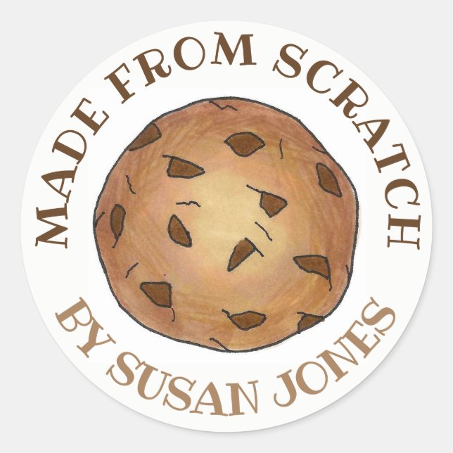 Made from Scratch Homemade Baked By Cookie Kitchen Classic Round Sticker (Front)