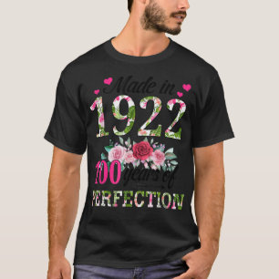 Made In 1922 Floral 100 Year Old 100th Birthday Gi T-Shirt