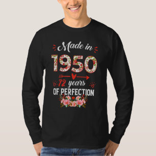 Made In 1950 Floral 72 Years Old 72nd Birthday  Wo T-Shirt