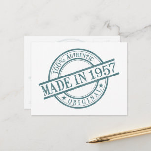 Made in 1957 Birth Year Round Rubber Stamp Logo Postcard