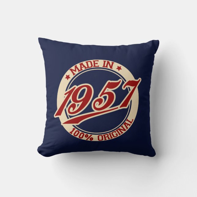 Made In 1957 Throw Pillow (Front)