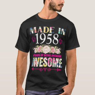 Made in 1958 65 Years Being Awesome 65th Birthday  T-Shirt