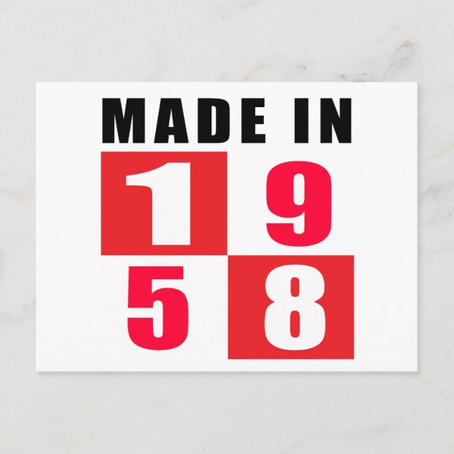 Made In 1958 Birthday Designs Postcard (Front)