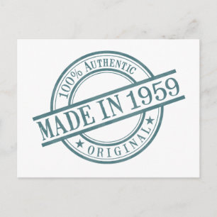 Made in 1959 Birth Year Round Rubber Stamp Logo Postcard
