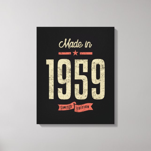 Made In 1959 Birthday Gift Canvas Print (Front)