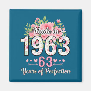 Made In 1963 Floral 63rd Birthday Women 63 Years O Magnet