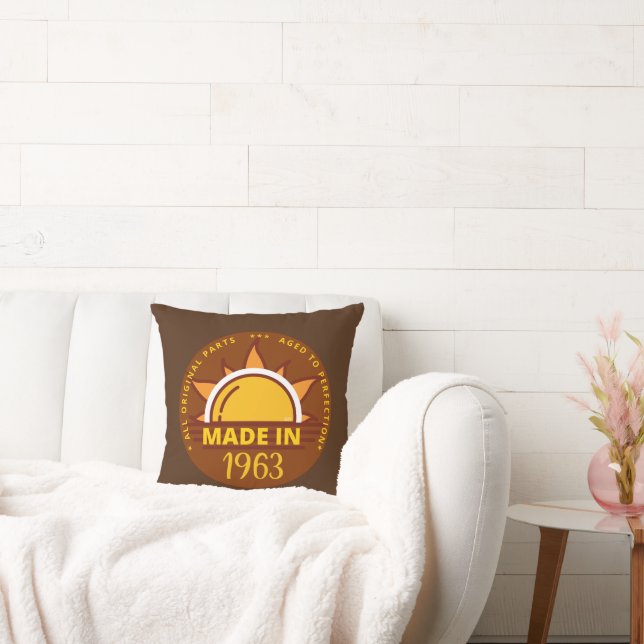MADE IN 1963 funny birthday gift                   Throw Pillow (Couch)